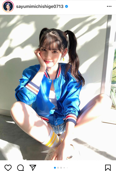 道重さゆみ、「今月も好き?」高めツインテールのスポーティ衣装公開!
