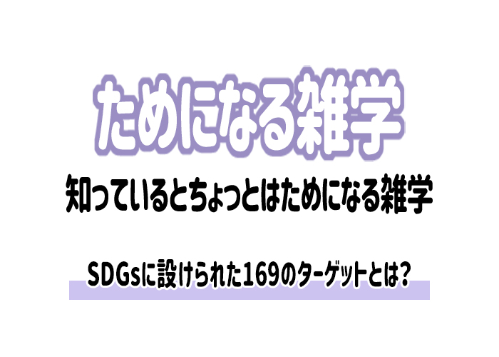 【雑学】SDGsに設けられた169のターゲットとは？