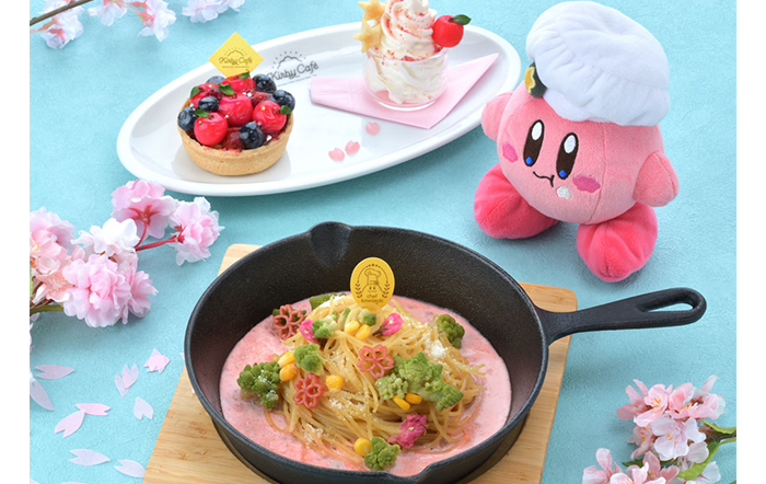 星のカービィの『Kirby Café (カービィカフェ)』プププランドの春をイメージしたメニューが楽しめる「春のうららのさくら色フェア ～はるかぜとともに～」を開催！