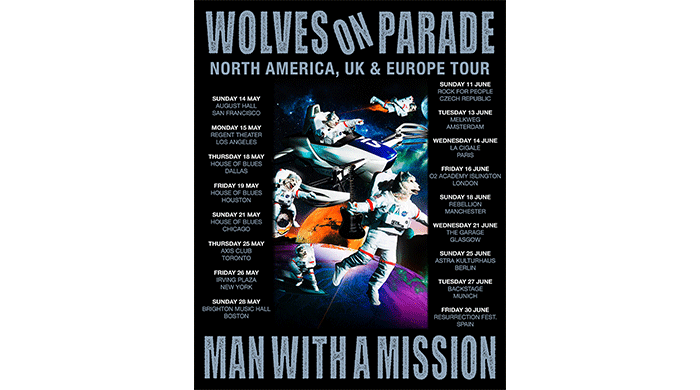 “MAN WITH A MISSION”約4年振りのワールドツアー「WOLVES ON PARADE」北米＆UK、ヨーロッパツアーの開催が決定！