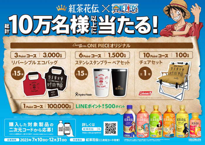 「紅茶花伝」「ONE PIECE」 限定コラボボトルを7月10日(月)から発売思わず顔に出るおいしさ