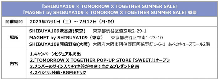 「TOMORROW X TOGETHER」（トゥモロー・バイ・トゥギャザー）とSHIBUYA109がコラボレーション！