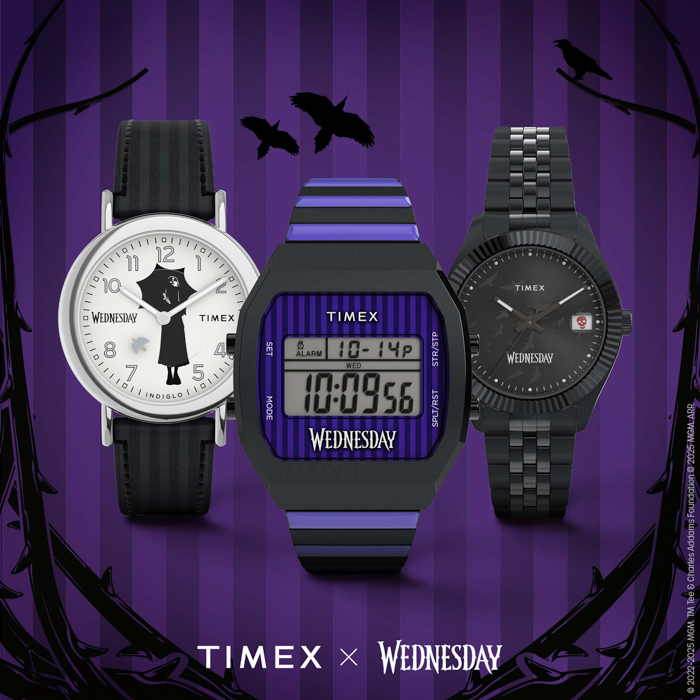 ティム・バートン監督が手がけるNetflix人気シリーズの時計が登場!Timex<タイメックス>x Wednesday<ウェンズデー>のコラボレーション時計、6月4日(水)に発売!
