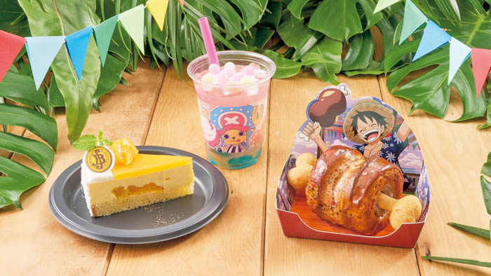 ルフィの肉ー！ ラズベリー＆塩キャラメルムース、チョッパーのわたあめ！ ソルティピーチ・ドリンク、ナミのベリー♡ オレンジ＆マスカルポーネ